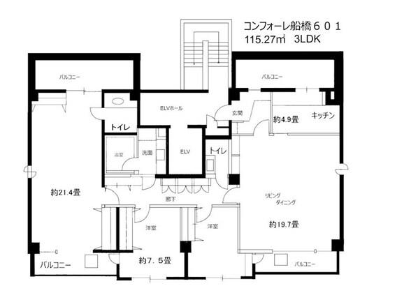 船橋駅 徒歩3分 6階の物件間取画像